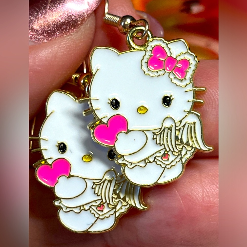 Cute cartoon Kitty earrings with stainless hooks